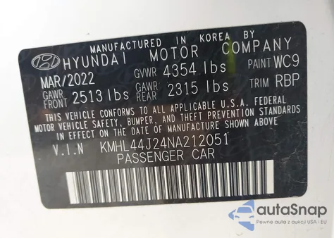 2022 Hyundai Sonata Sel Plus from USA, damaged, VIN KMHL44J24NA212051